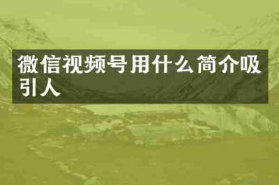 微信视频号用什么简介吸引人
