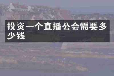投资一个直播公会需要多少钱