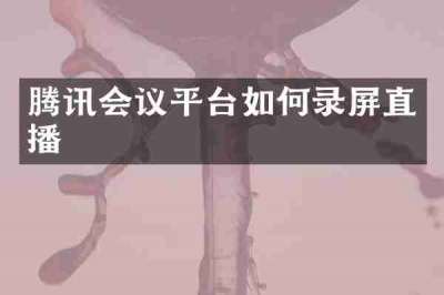腾讯会议平台如何录屏直播