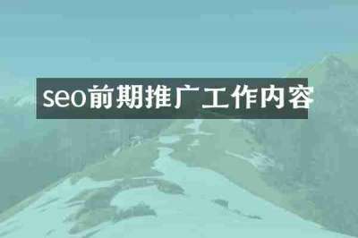 seo前期推广工作内容