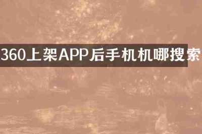 360上架APP后手机机哪搜索