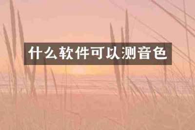 什么软件可以测音色