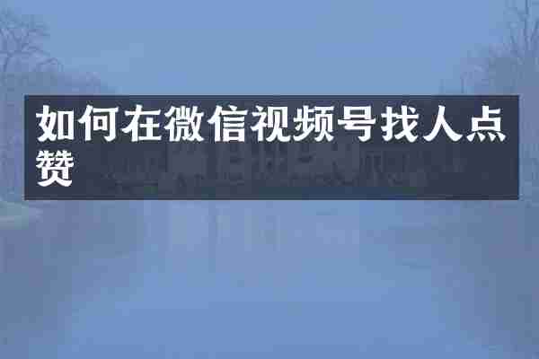 如何在微信视频号找人点赞