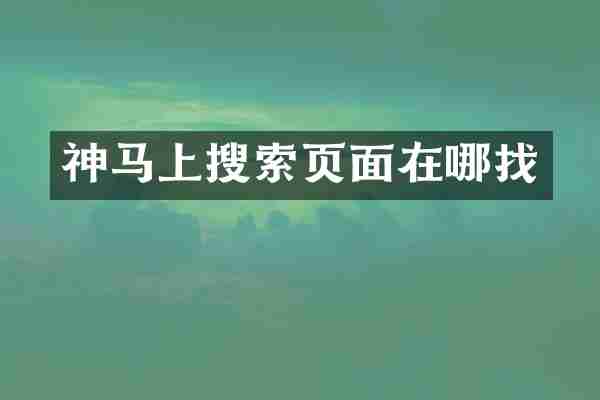 神马上搜索页面在哪找