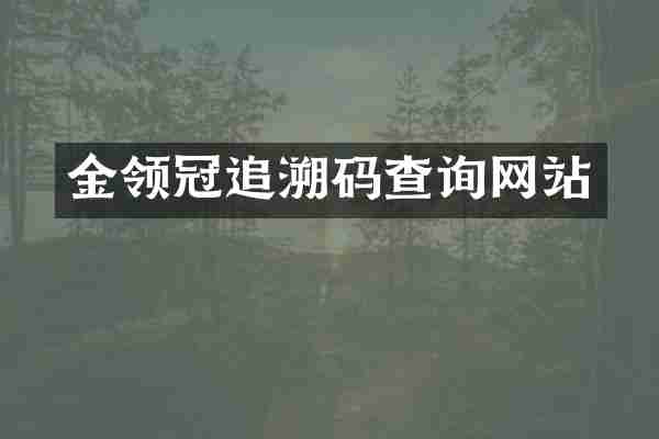 金领冠追溯码查询网站