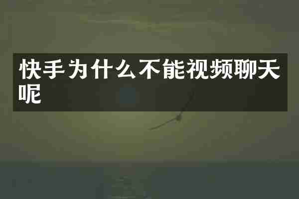 快手为什么不能视频聊天呢
