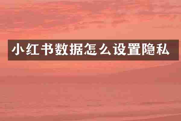 小红书数据怎么设置隐私
