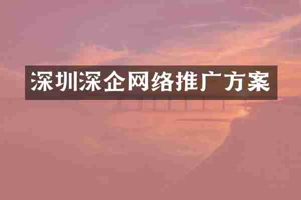 深圳深企网络推广方案