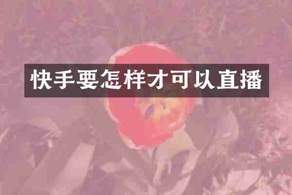 快手要怎样才可以直播