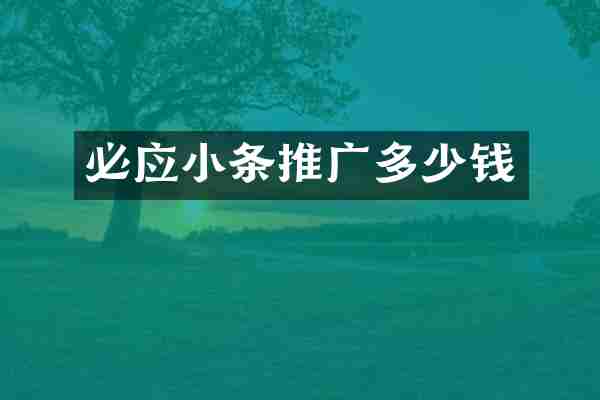 必应小条推广多少钱