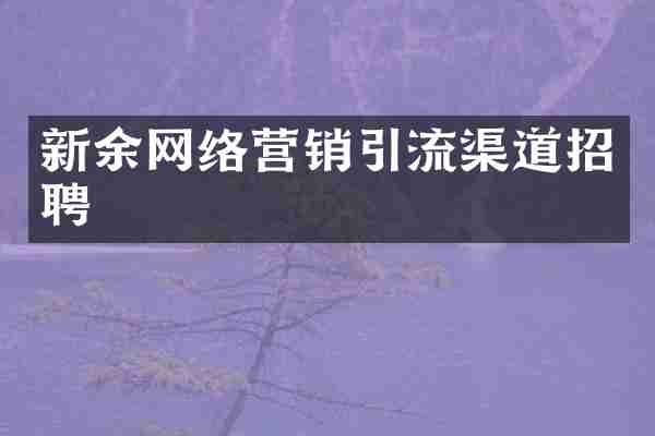 新余网络营销引流渠道招聘