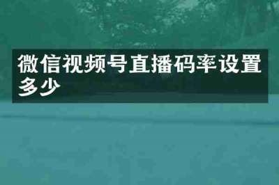 微信视频号直播码率设置多少