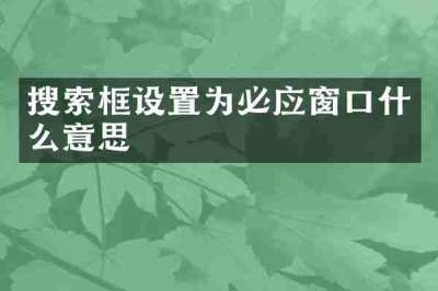 搜索框设置为必应窗口什么意思