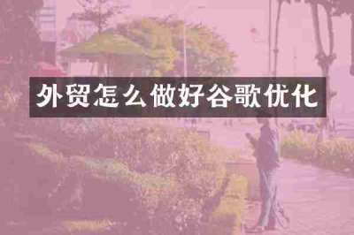 外贸怎么做好谷歌优化