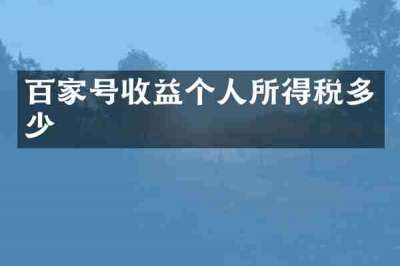 百家号收益个人所得税多少