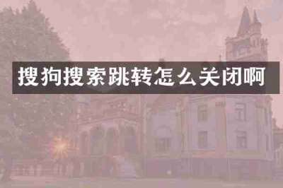 搜狗搜索跳转怎么关闭啊