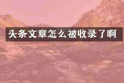 头条文章怎么被收录了啊
