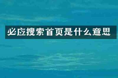 必应搜索首页是什么意思