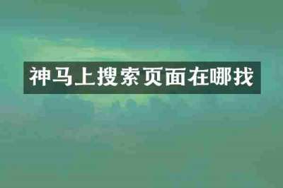 神马上搜索页面在哪找