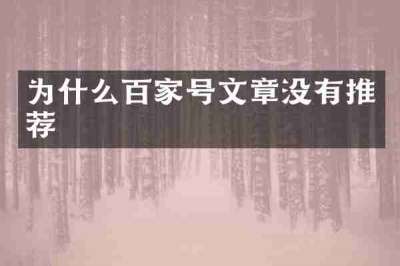 为什么百家号文章没有推荐