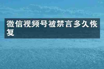 微信视频号被禁言多久恢复