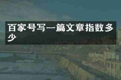 百家号写一篇文章指数多少