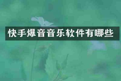 快手爆音音乐软件有哪些