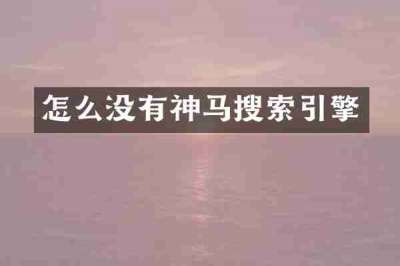 怎么没有神马搜索引擎