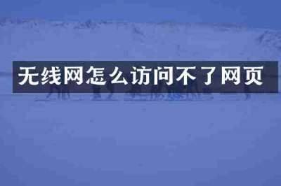 无线网怎么访问不了网页