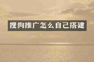 搜狗推广怎么自己搭建