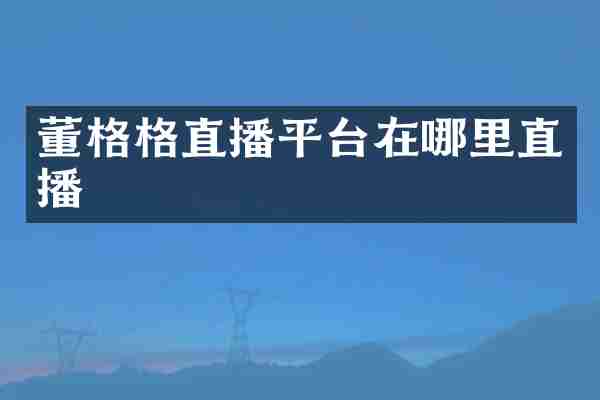 董格格直播平台在哪里直播