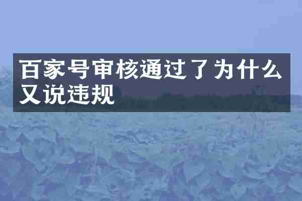 百家号审核通过了为什么又说违规