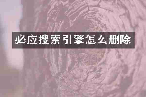必应搜索引擎怎么删除