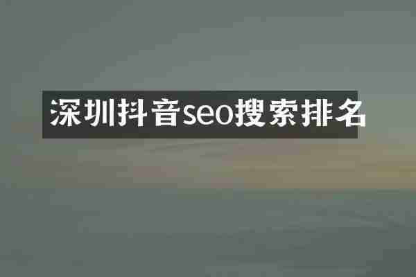 深圳抖音seo搜索排名