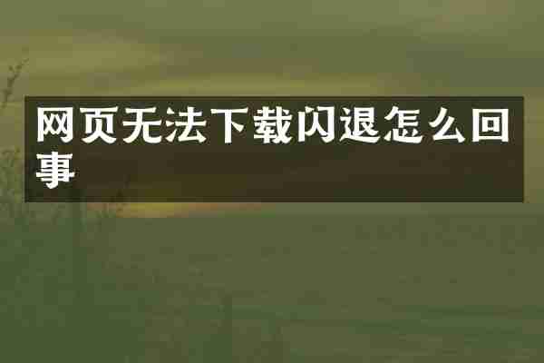 网页无法下载闪退怎么回事