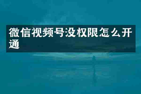 微信视频号没权限怎么开通