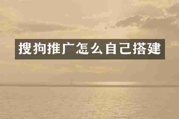 搜狗推广怎么自己搭建
