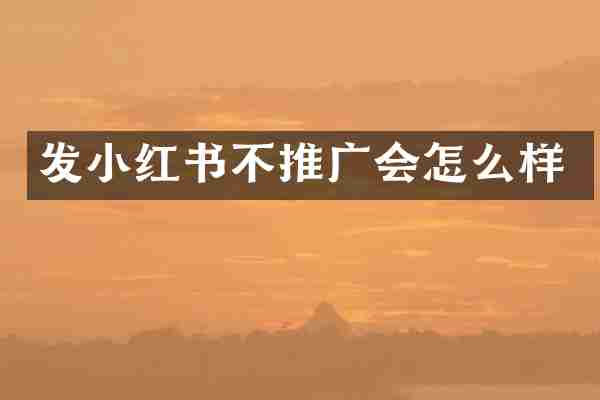 发小红书不推广会怎么样