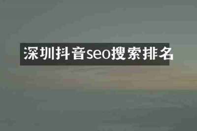 深圳抖音seo搜索排名