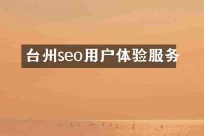 台州seo用户体验服务