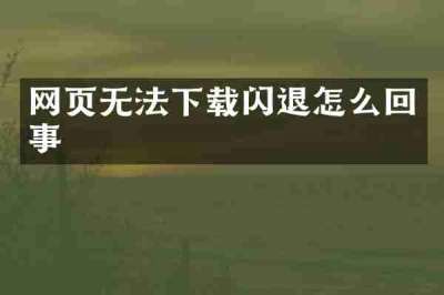 网页无法下载闪退怎么回事