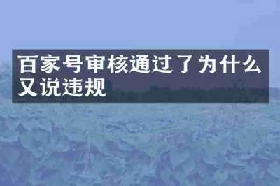 百家号审核通过了为什么又说违规