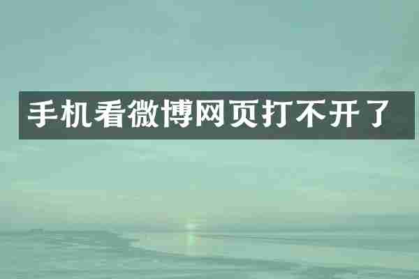 手机看微博网页打不开了