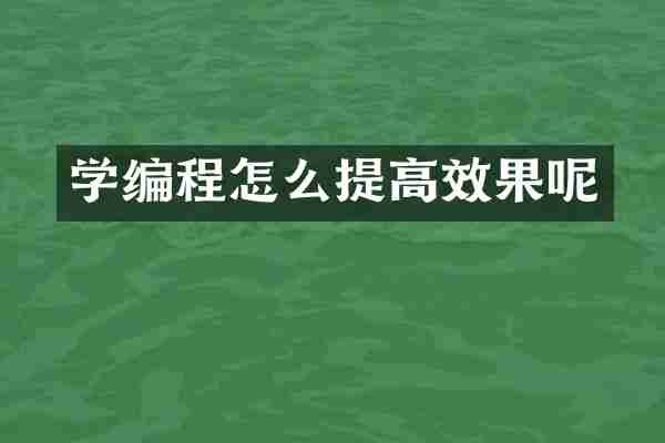 学编程怎么提高效果呢