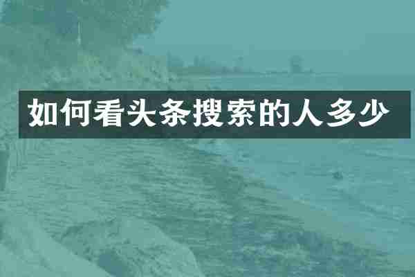 如何看头条搜索的人多少