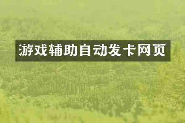 游戏辅助自动发卡网页