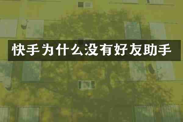 快手为什么没有好友助手