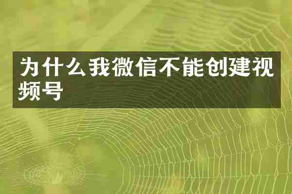为什么我微信不能创建视频号