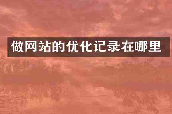 做网站的优化记录在哪里