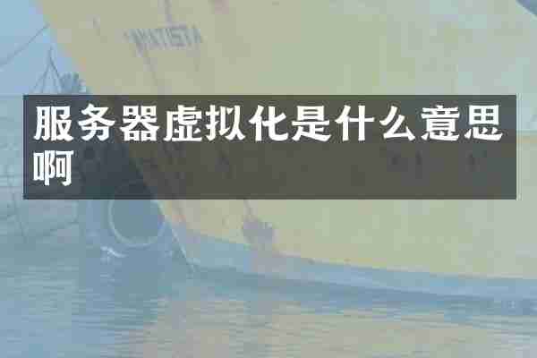 服务器虚拟化是什么意思啊